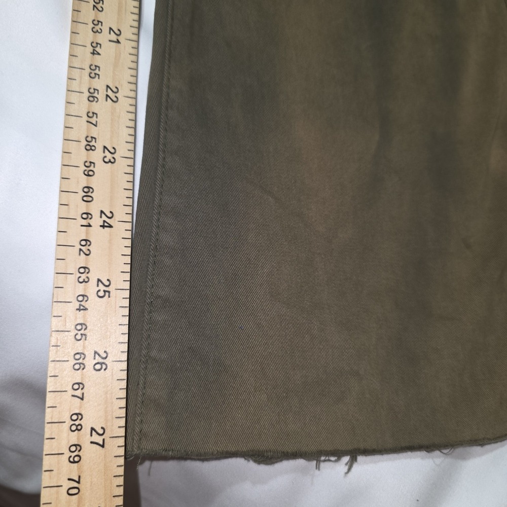 Pistola Army Green Highwaisted Wide Leg Cropped Pants 24 Raw Hem Faded - Picture 10 of 13